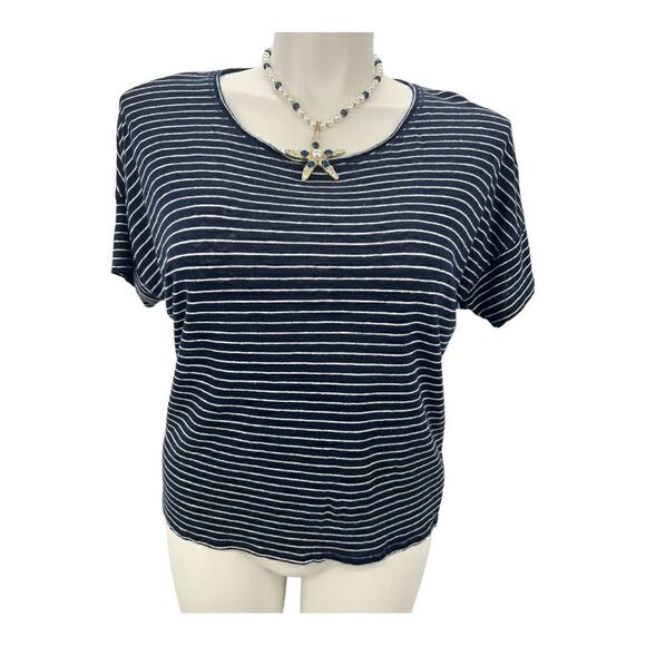 Chicos large striped short sleeve linen top - Picture 1 of 4